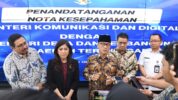 Mendes PDT, Yandri Susanto Bersama Menkomdigi, Meutya Hafid Saat Menghadiri Penandatanganan Nota Kesepakatan Tentang Sinergitas Pemanfaatan Teknologi Komunikasi dan Digital untuk Pembangunan Desa dan Daerah Tertinggal